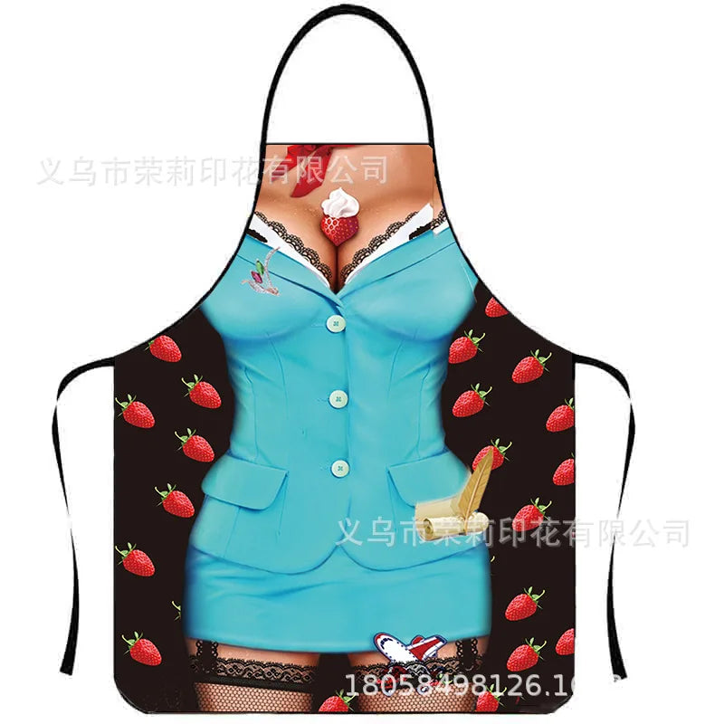 Waterproof Polyester Apron | 3D Printed Cartoon Barbecue Apron