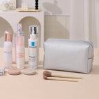 Custom logo Minimalist PU Makeup Pouch for Travel and Daily Toiletry Storage