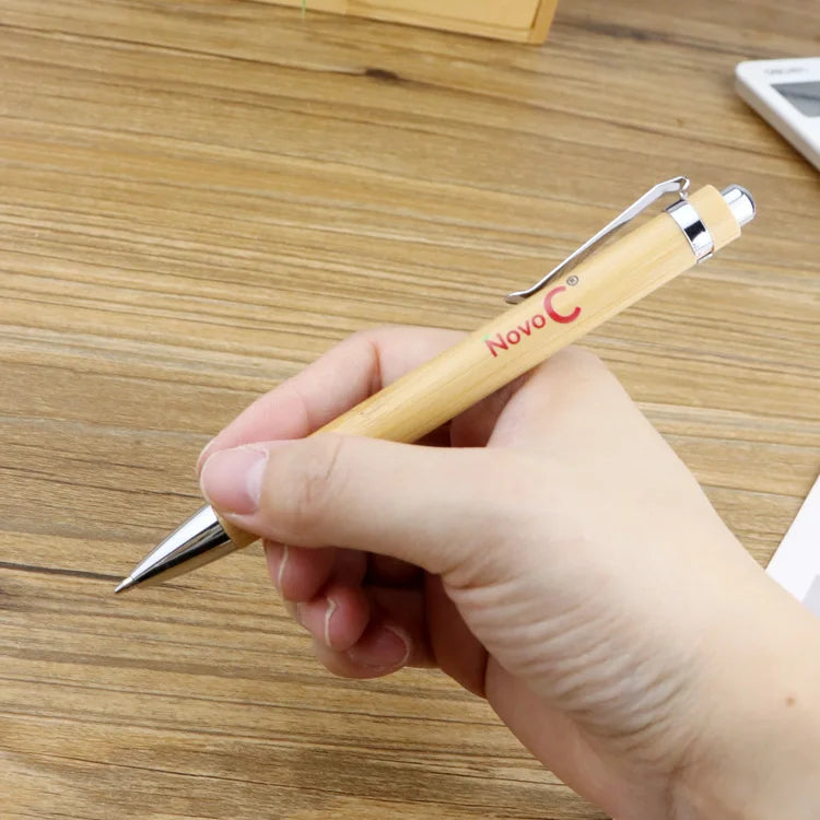 Custom Bamboo Pens with Laser Engraved Logo | Eco-Friendly, 100 MOQ, 1.0mm