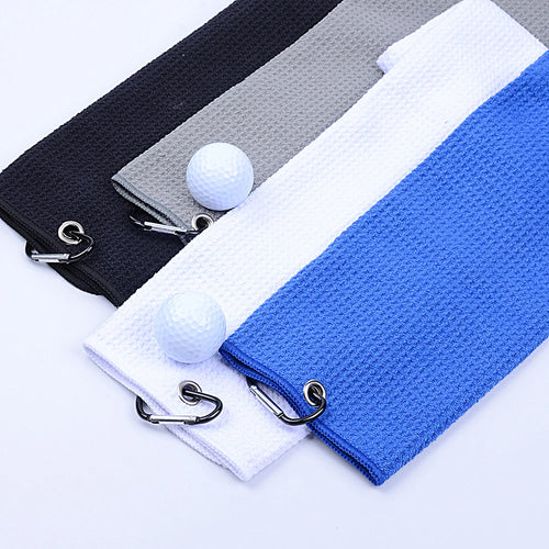 Custom Microfiber Golf Towels | 50-Piece MOQ & 10-Day Lead Time | Waffle Pattern & Carabiner Clip