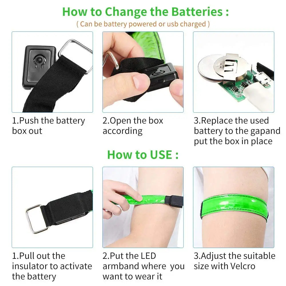 Custom LED Safety Armband with Logo | MOQ 1 pc