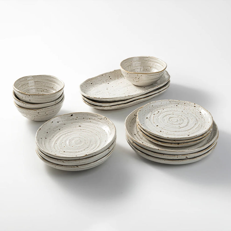 Custom Speckle Dinnerware Set — 30 MOQ, Microwave/Dishwasher Safe