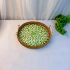 Double-Ear Rattan Fruit Plate | Hand-Woven | 50 MOQ | Colorful Shell