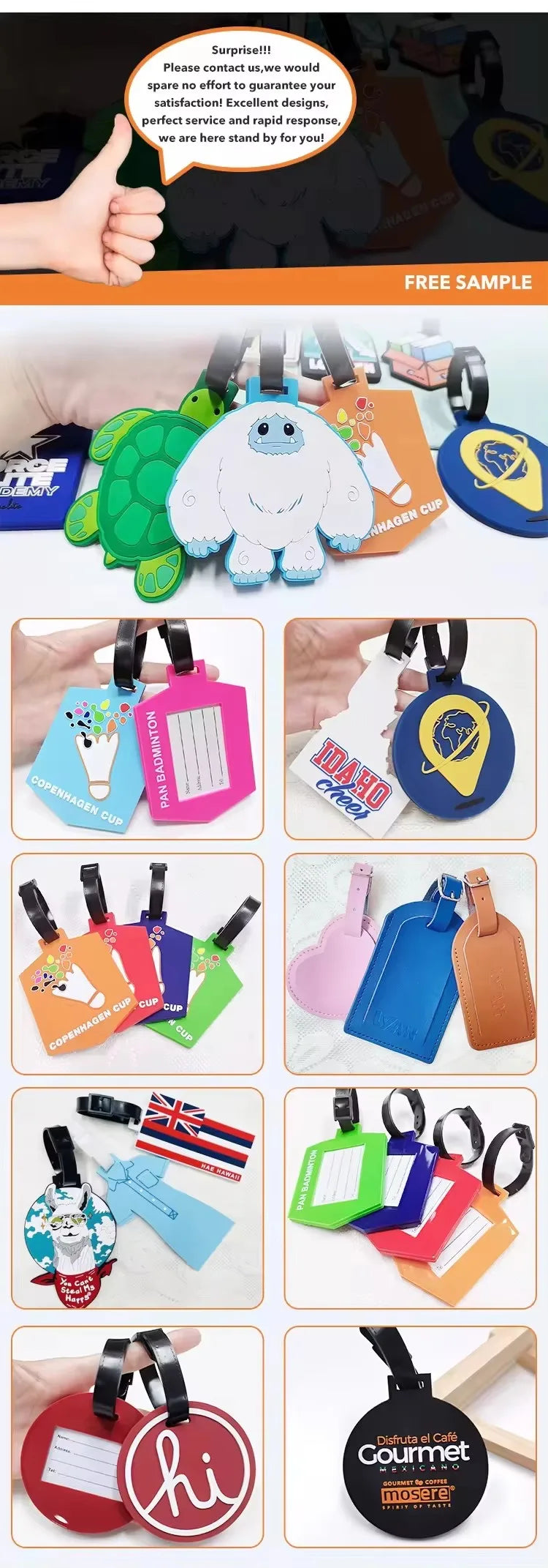 PU Leather Baggage Tag | ID Backing | 50 MOQ | Custom Color & Logo