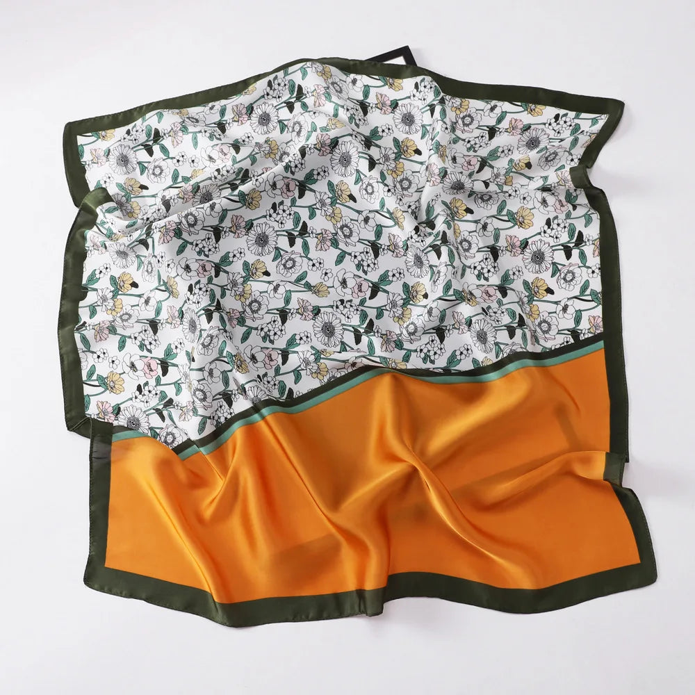 Square Silk Scarf | Digital Print | Custom Logo | 100 MOQ | Women's Fashion