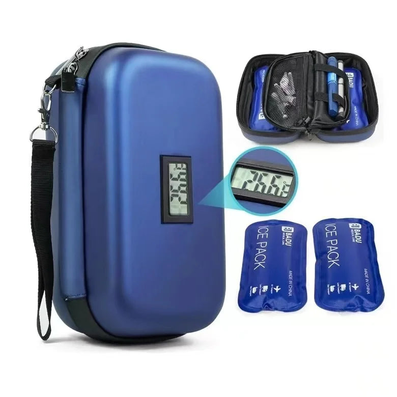 Insulin Storage Bag 1.6L | Thermometer Display | Leather Medicine Cooler