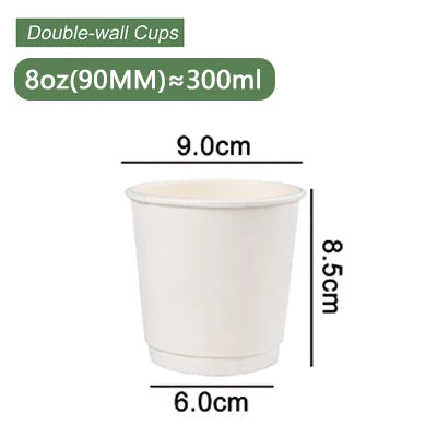 8oz Custom Printed Double Wall Paper Coffee Cups with Lids | MOQ 5000