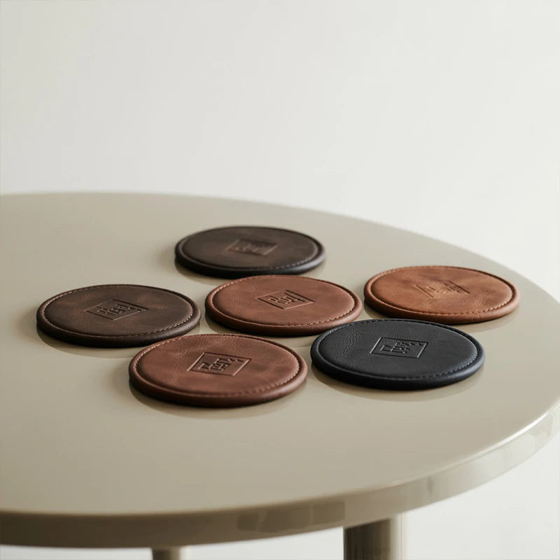 Custom Leather Coasters with Logo | Full Grain | 200 MOQ | Free Logo