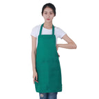Custom Plain Color Polyester Bib Apron with Front Pocket for Cafés, Kitchens, BBQ, and Cleaning Use