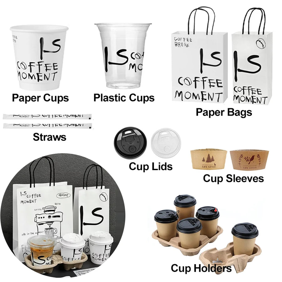 8oz Custom Printed Double Wall Paper Coffee Cups with Lids | MOQ 5000
