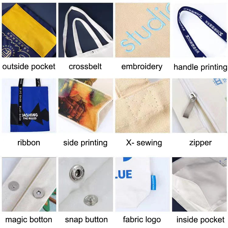 Heavy Duty 16oz Custom Canvas Tote Bag with Inside Pockets Recycled Color Shoulder Bag for Retail, Events & Daily Carry