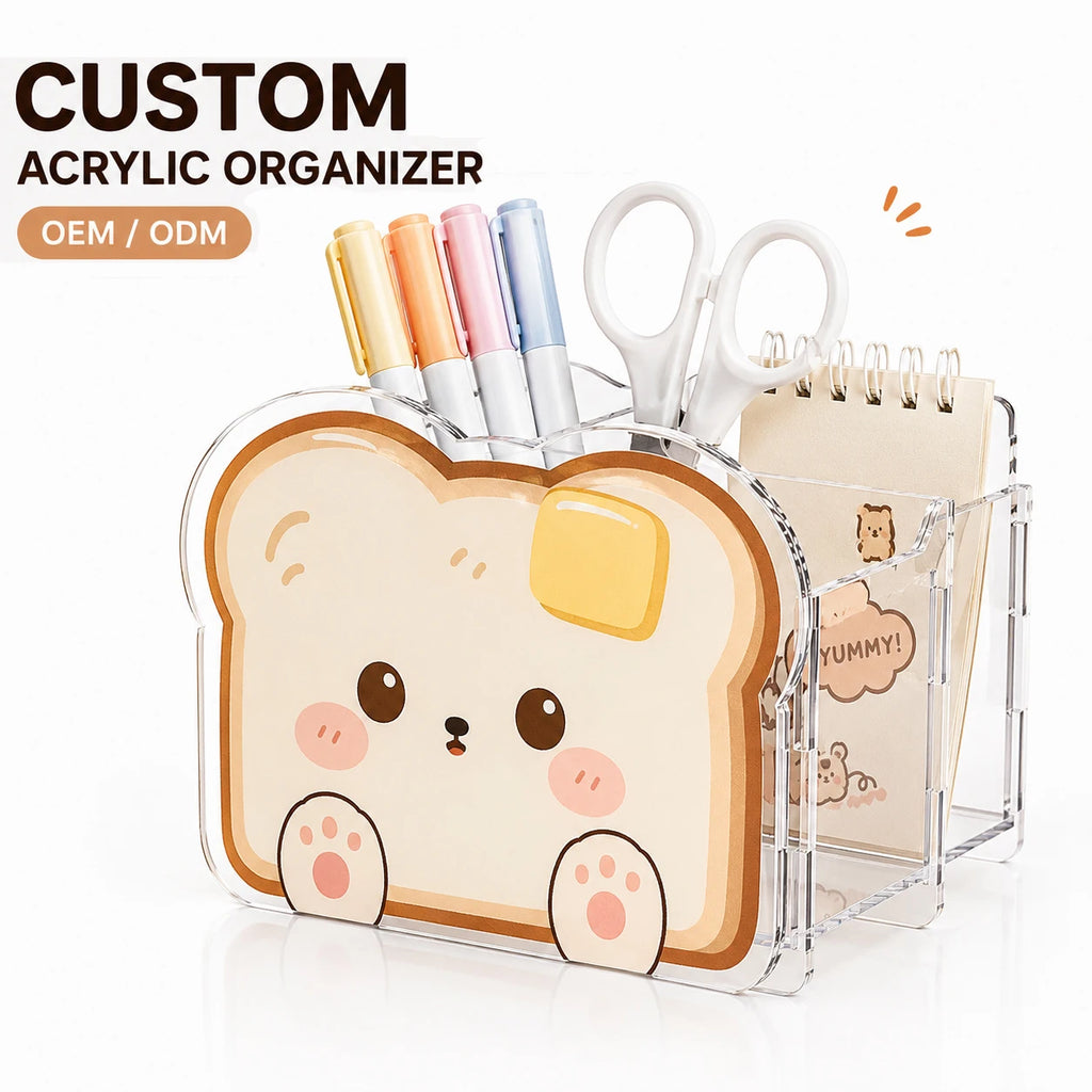 Custom Acrylic Desk Organizer with Logo | 10 MOQ, UV Printing, Custom Shapes