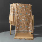 Embroidered Winter Polyester Scarf | Floral Design | Tassel Finish | 1 MOQ | Modest Fashion