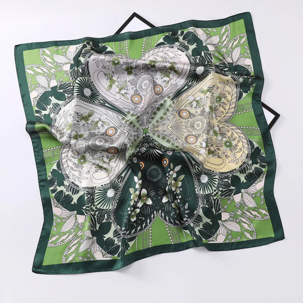 Square Silk Scarf | Digital Print | Custom Logo | 100 MOQ | Women's Fashion