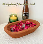 Hand-Carved Wooden Candle Bowl | Oval Rustic Decor Bowl | Factory Wholesale