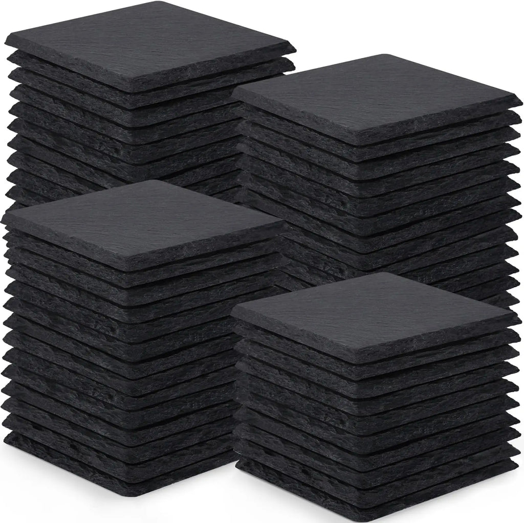 LFGB Certified Slate Coasters 4x4 | Custom Logo | Natural Stone | Bulk