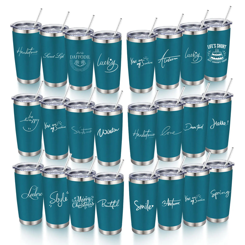 20oz Powder Coated Stainless Steel Tumbler with Lid and Straw Hole for Coffee, Travel and Laser Engraving