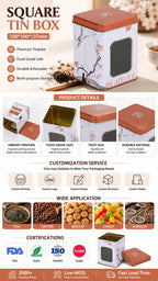 Custom Printed Square Tin Box with Window | MOQ 3000