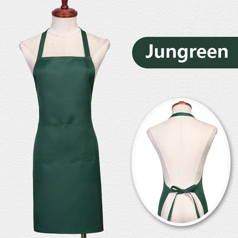 Custom Logo Unisex Bib Aprons with 2 Pockets for Cooking Kitchen Advertising Adjustable Waterproof Extra Large Long Ties Apron