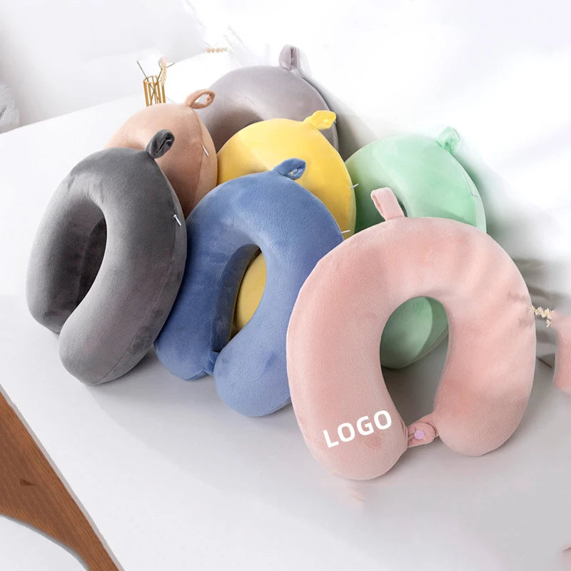 Custom Slow Rebound Memory Foam U Shaped Neck Travel Pillow