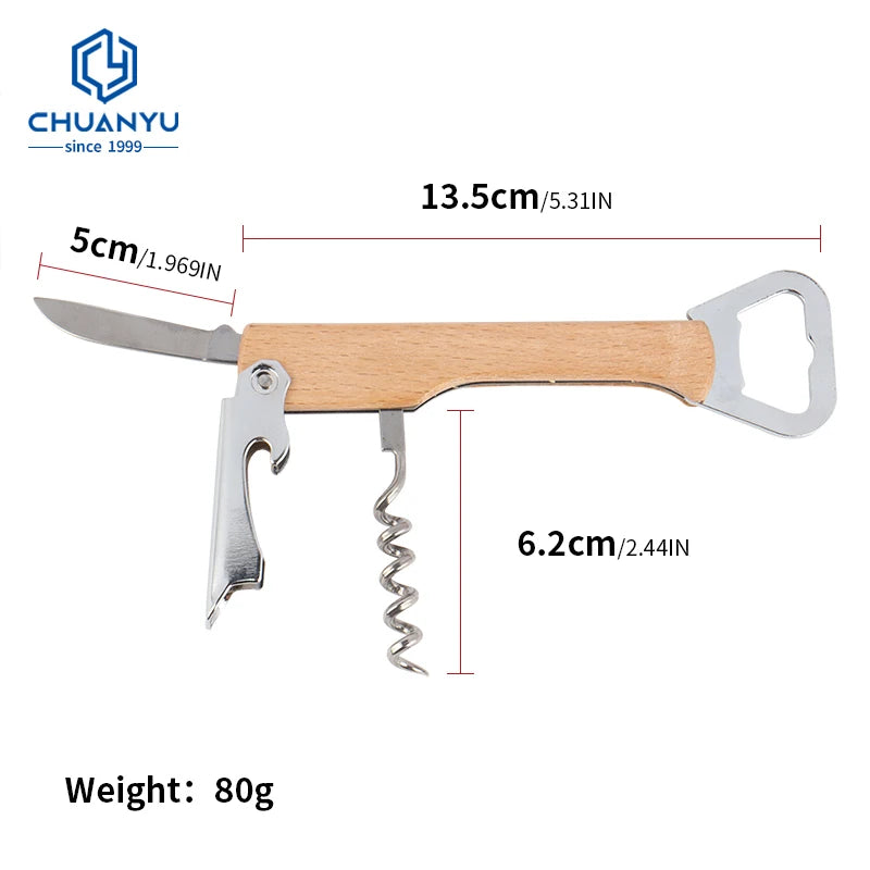 Wooden Wine Bottle Opener | Custom Laser Engraving | 3-in-1 Corkscrew