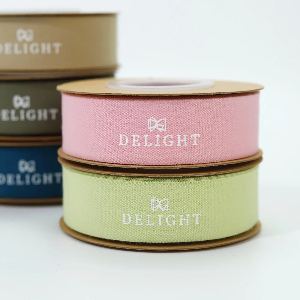 Custom Cotton Ribbon with Gold Foil Logo | 100% Cotton, 196 Colors, 3,000 MOQ
