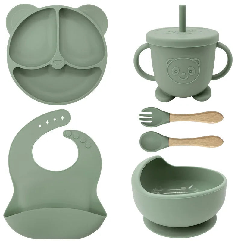 BPA-Free Silicone Suction Plate | 6 Piece Baby Feeding Set
