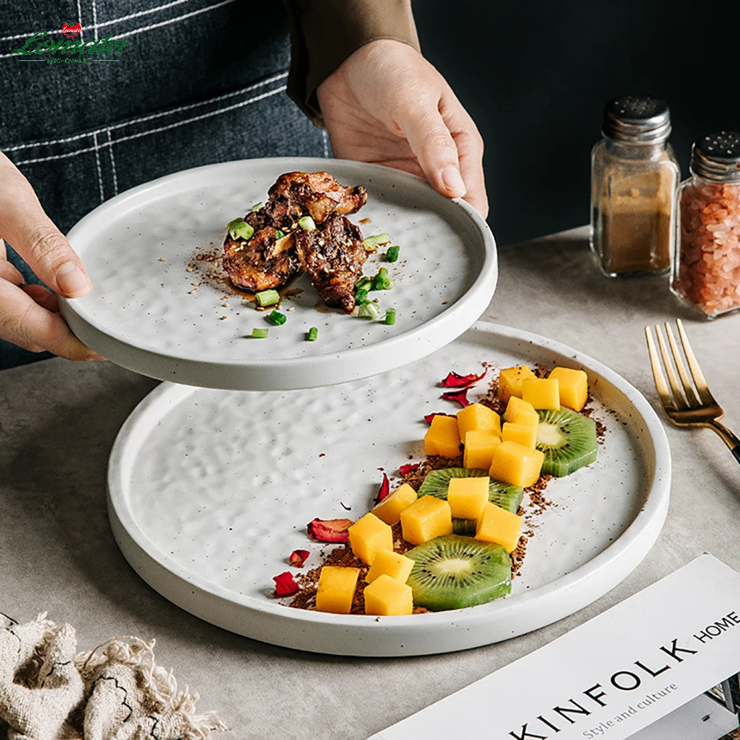 Custom Logo Stoneware Dinner Plates | Wholesale Restaurant MOQ 50