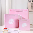 Custom 210gsm Recycled Pink Paper Gift Bags | MOQ 48, Offset Print, Twisted Handles