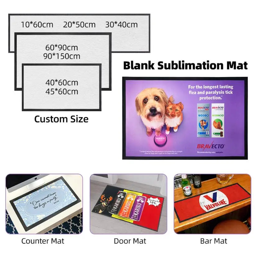Custom Waterproof Sublimation Floor Mat – 500pc MOQ | Polyester Doormat Blank for Full-Color Logo