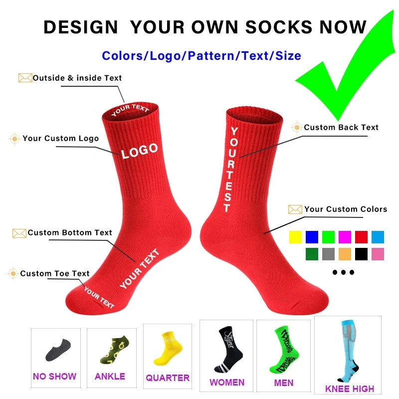 Custom Crew Socks Wholesale | 80% Cotton Blend & 50-Piece MOQ | Dress & Sport | 40-Day Lead Time