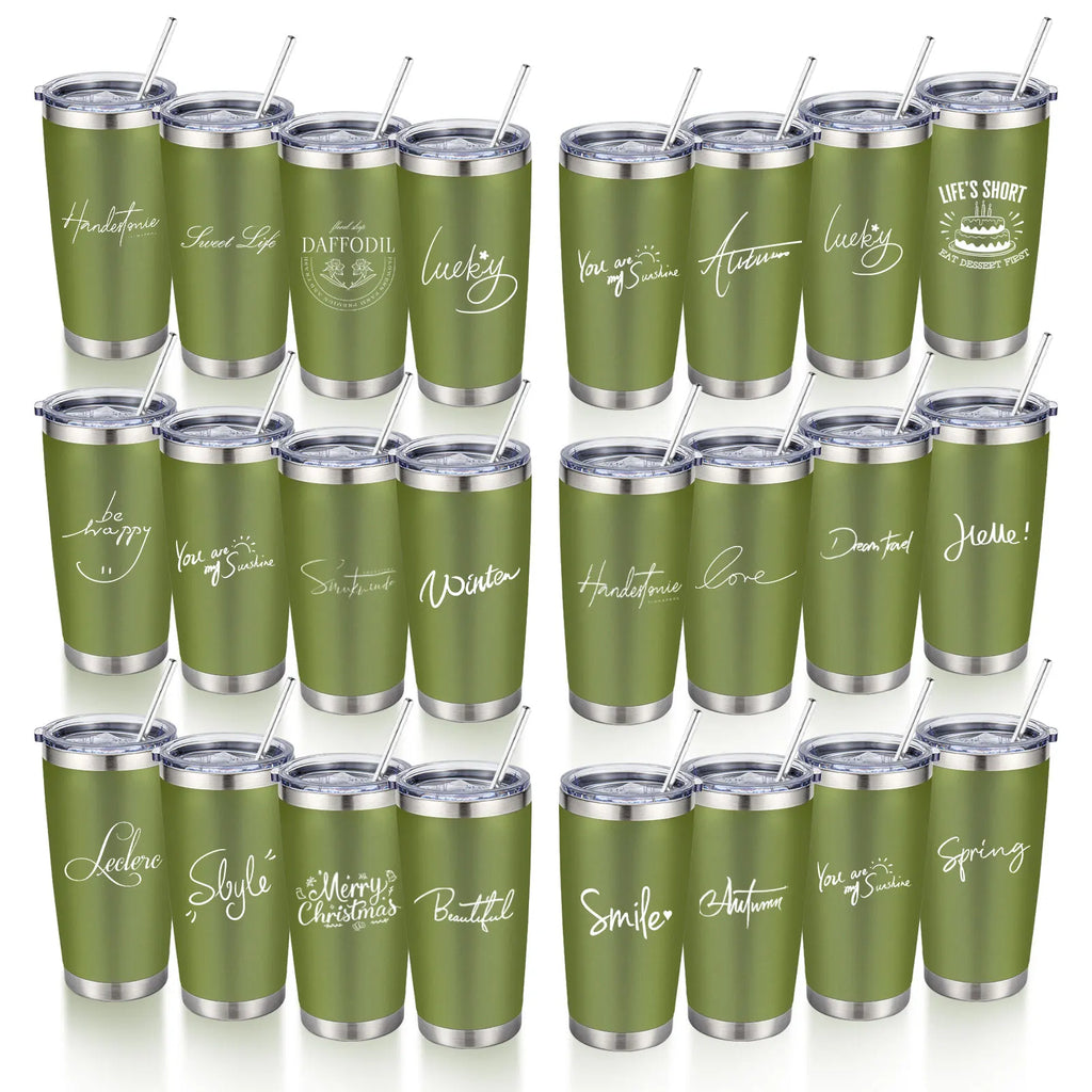20oz Powder Coated Stainless Steel Tumbler with Lid and Straw Hole for Coffee, Travel and Laser Engraving