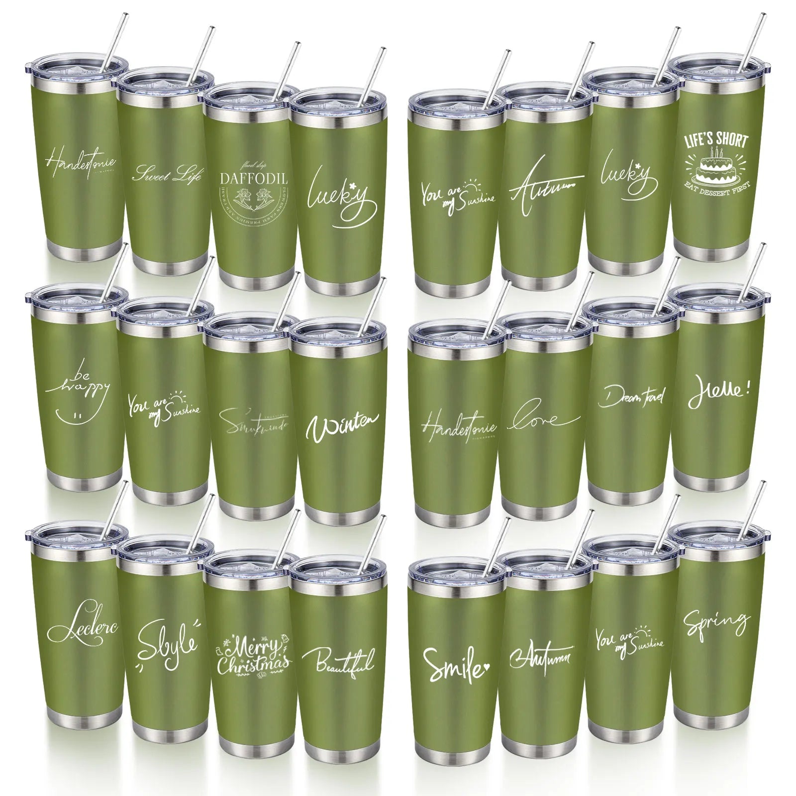 20oz Powder Coated Stainless Steel Tumbler with Lid and Straw Hole for Coffee, Travel and Laser Engraving