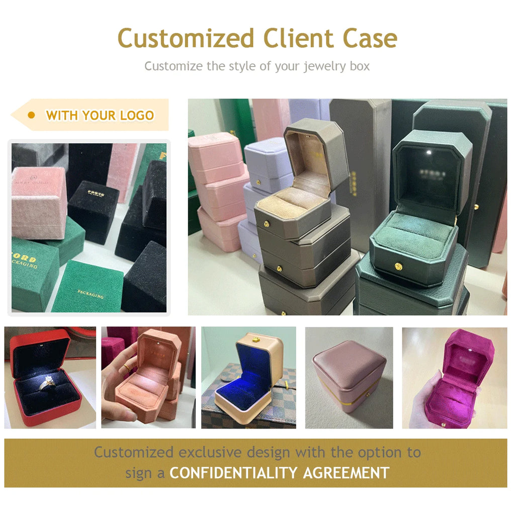 Custom Leather Jewelry Boxes with Logo – LED Light, PU Leather