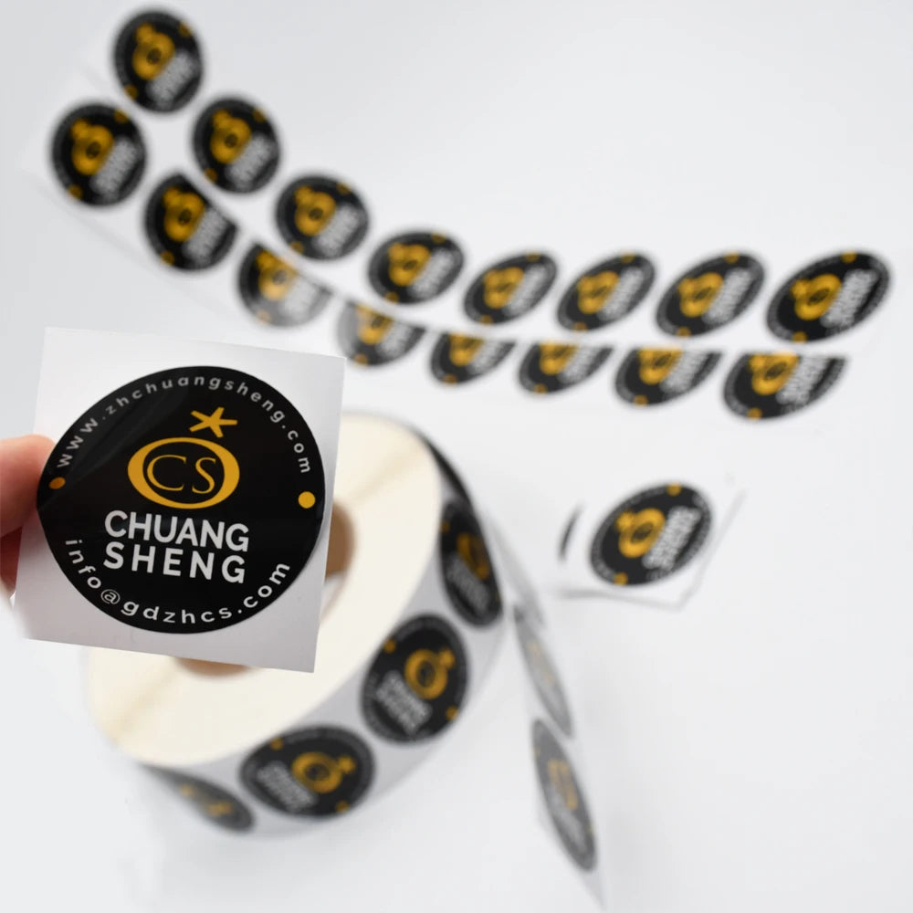 Custom Round Label Stickers with Logo | Waterproof PVC Bulk MOQ 100