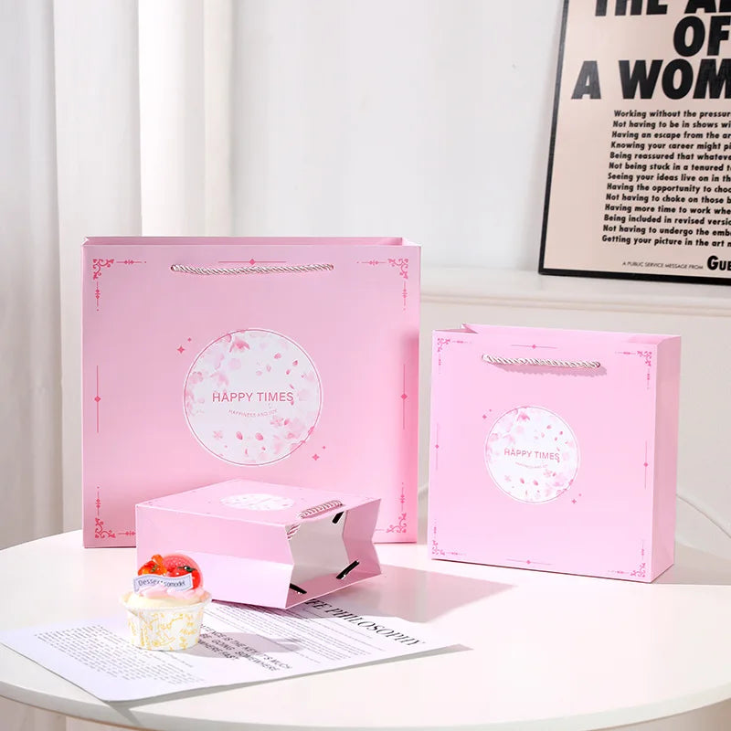 Custom 210gsm Recycled Pink Paper Gift Bags | MOQ 48, Offset Print, Twisted Handles