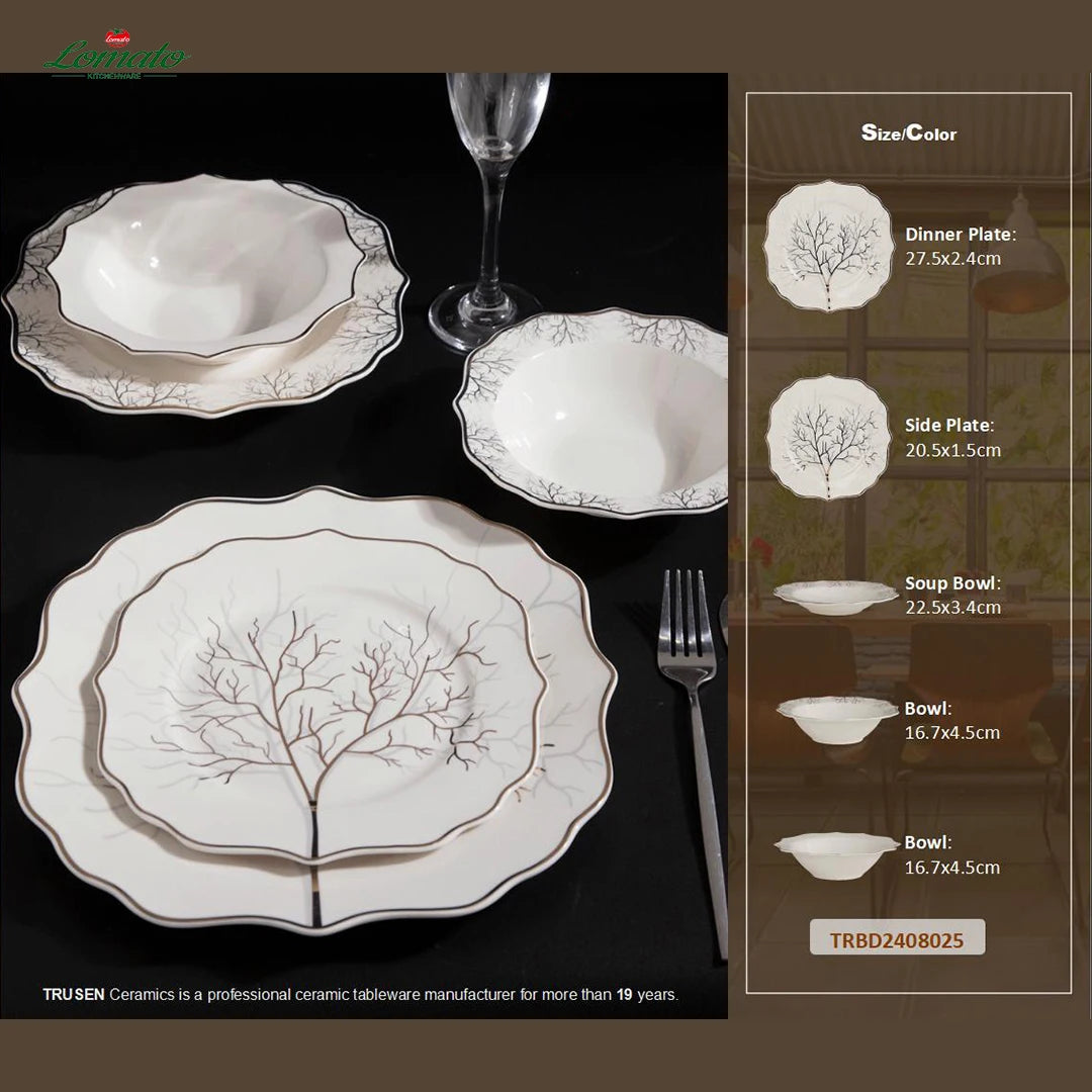 Eco-Friendly Porcelain Dinnerware — 300 MOQ, In-glaze Decoration