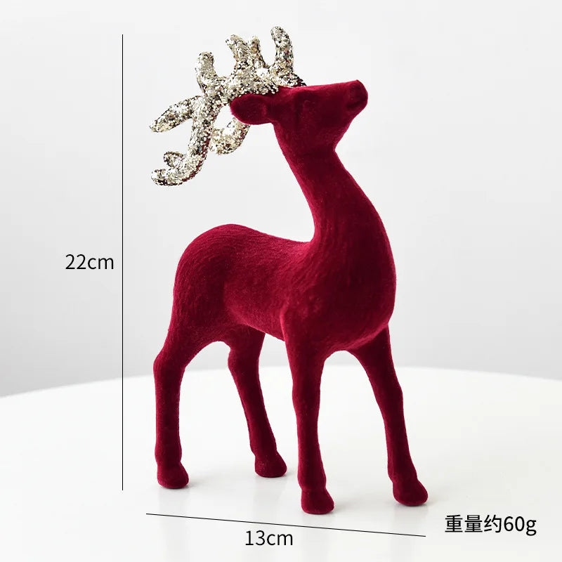 Flocked Reindeer Ornaments with Glitter Antlers Wholesale | MOQ 5