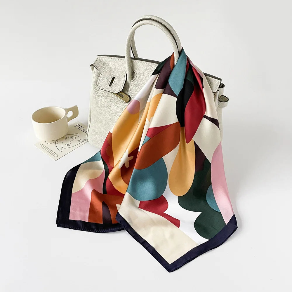 Square Silk Scarf | Digital Print | Custom Logo | 100 MOQ | Women's Fashion
