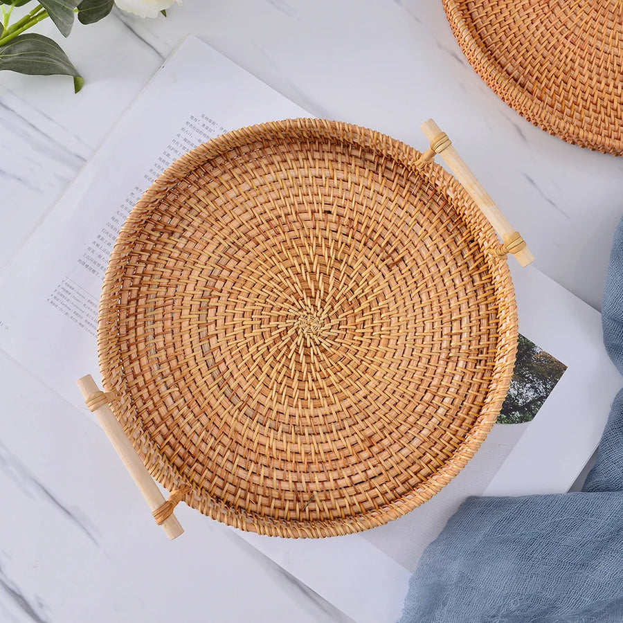 Custom Rattan Floating Breakfast Tray | 5 Piece MOQ | Hotel Pool Service