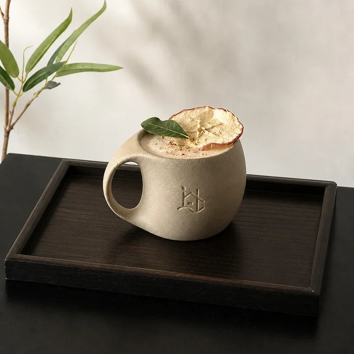 Nordic Ceramic Latte Cup with Wood Tray | 200-240ml | 48 MOQ
