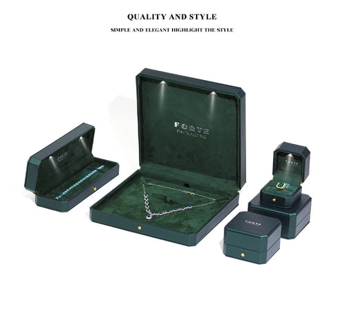 Custom Leather Jewelry Boxes with Logo – LED Light, PU Leather