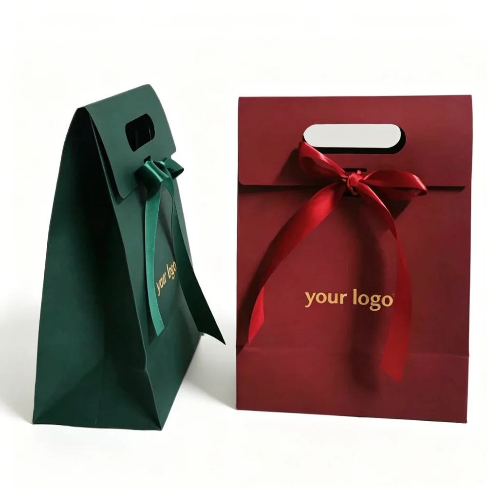 Custom Luxury Embossed Paper Bags | Gold Stamping Shopping Bags | Bulk
