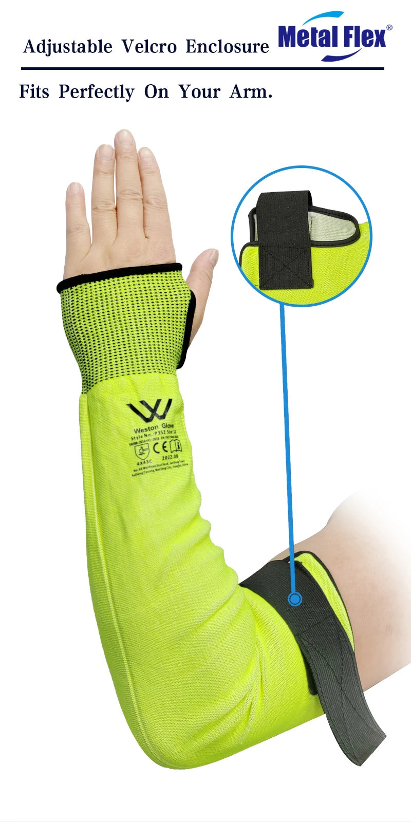 ANSI A5 Cut-Resistant Sleeves: 100 MOQ, 5mm, HPPE/Glass/Steel | Industrial Safety PPE