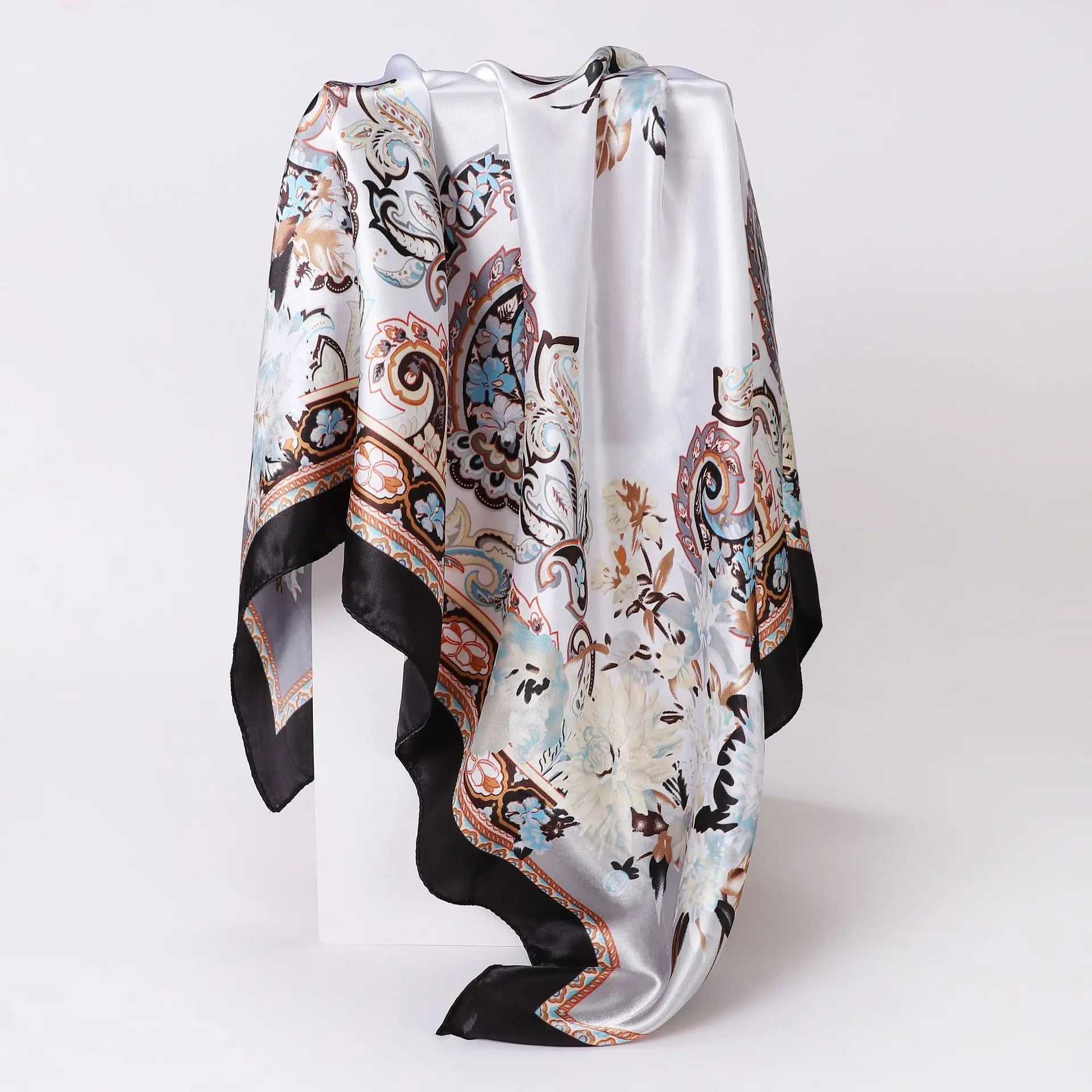 Custom Printed 90cm Square Scarf | 10 Pcs MOQ Wholesale Silk/Polyester Shawl