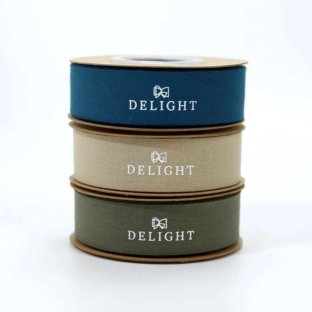 Custom Cotton Ribbon with Gold Foil Logo | 100% Cotton, 196 Colors, 3,000 MOQ
