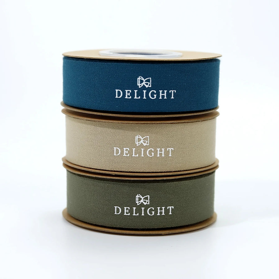 Custom Cotton Ribbon with Gold Foil Logo | 100% Cotton, 196 Colors, 3,000 MOQ
