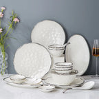 Silver Edge Ceramic Dinnerware Set | 20 MOQ | European Style | Luxury