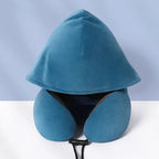 High Support Memory Foam U Shaped Travel Neck Pillow with Hood