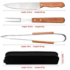 4 Pieces OEM Engraved Soild Wooden Handle Barbeque Grill Tool Barbecue Accessories Set BBQ Accessories With Portable Bag